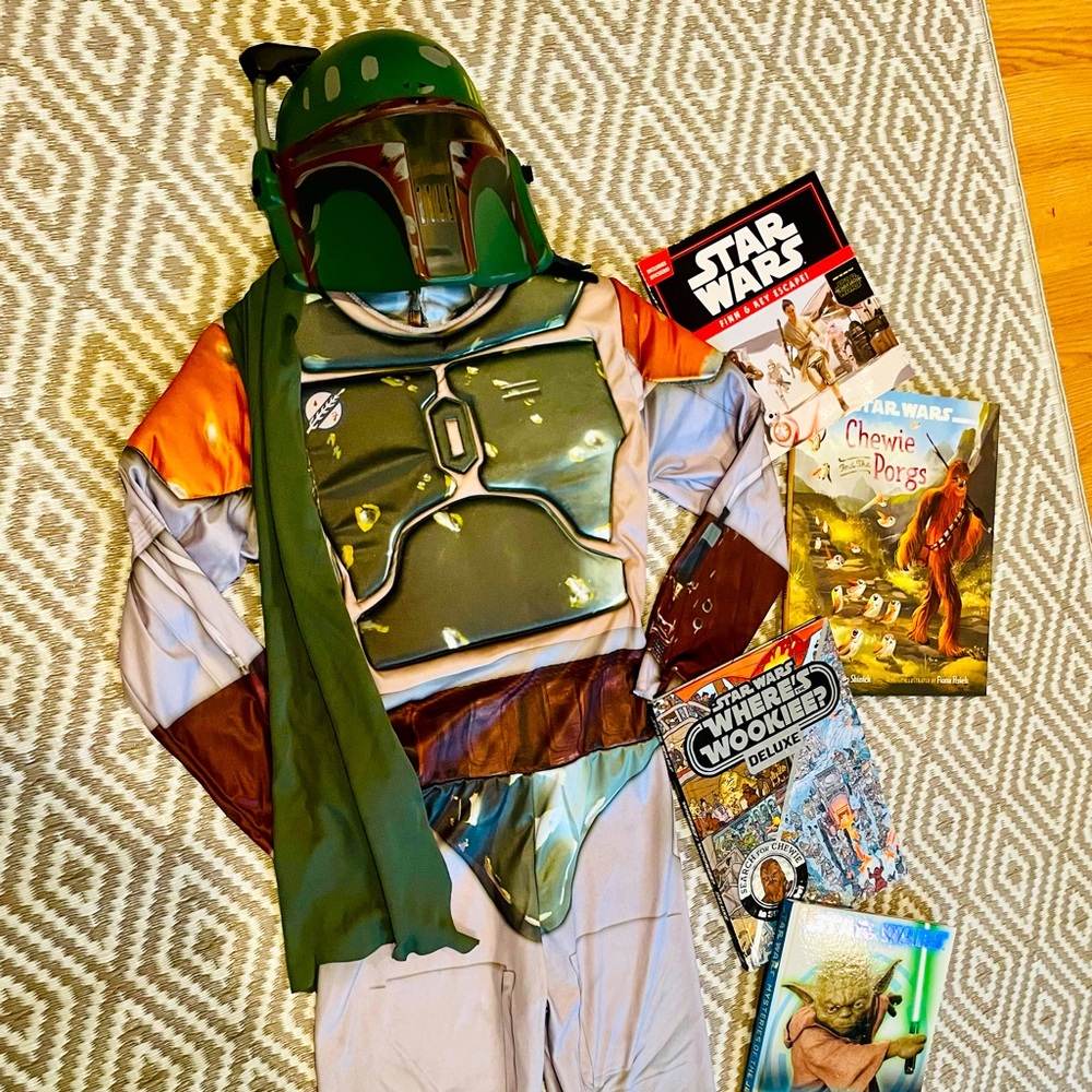Star Wars Boba Fett Costume Boy Medium (8-10) With 5 BOOKS! Child Kid Halloween